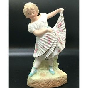 Antique Gebruder Heubach Dancing Girl Ballerina Bisque Porcelain Figurine German